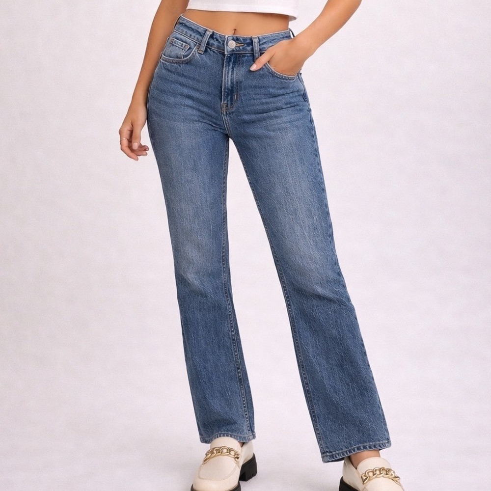 Abercrombie & Fitch Curve Love High Rise Bootcut Jeans Blue 26 Short 26 S J1